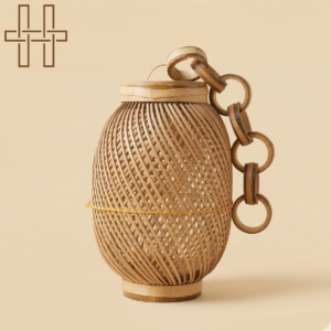 Hanging Lamp (Assamese Traditional Lamp) - Loom Orb - Sustainable Cane - Natural Earthy Tone - Handcrafted