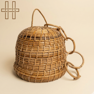 Hanging Lamp Shade (Assamese Traditional Lamp) - Dome Bell - Sustainable Bamboo - Natural Earthy Tone - Handcrafted