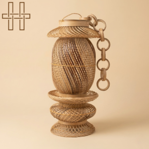 Hanging Long Lamp (Assamese Traditional Lamp) - Weave Orbit - Sustainable Bamboo - Natural Earthy Tone - Handcrafted