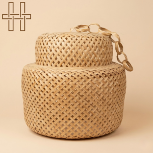 Lamp Shade 2 Step (Assamese Traditional Lamp) - 2 Tier Nest - Sustainable Bamboo - Natural Earthy Tone - Handcrafted