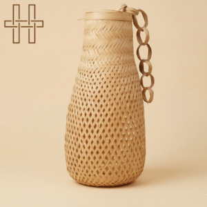 Long Lamp (Assamese Traditional Lamp) - Amphora Flask - Sustainable Bamboo - Natural Earthy Tone - Handcrafted