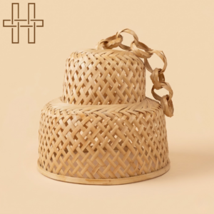 Mic Lamp 2 (Assamese Traditional Lamp) - Royal Loom - Sustainable Bamboo - Natural Earthy Tone - Handcrafted