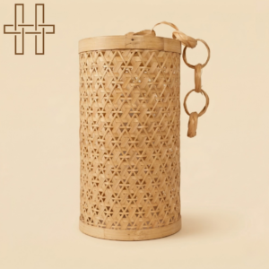 Round White (Assamese Traditional Lamp) - White Summit Home - Sustainable Bamboo - Natural Earthy Tone - Handcrafted