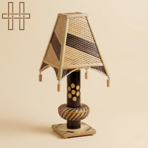 Table Lamp (Assamese Traditional Lamp) - Tample Tower - Sustainable Bamboo - Natural Earthy Tone - Handcrafted
