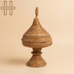 AutoXorai (Assamese Traditional Offering Tray with Stand ) - Woven - Sustainable Bamboo - Natural Earthy Tone - Handcrafted Draft