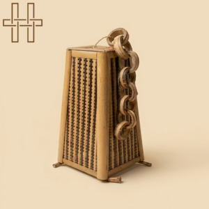 4 Kuna Sika Lamp Black (Assamese Traditional Lamp) - Black Weave Tower - Sustainable Bamboo - Natural Earthy Tone - Handcrafted