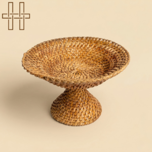 Bota (Assamese Traditional Pedestal Tray with Stand ) - Woven - Sustainable Bamboo - Natural Earthy Tone - Handcrafted