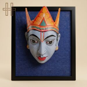 Framed hand printed Decorative mask(Vishnu)-Heritage Handmades -Clay and Bamboo-Premium Minimalist -Handcrafted