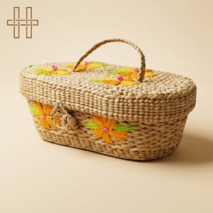 Handwoven Kahuna Basket 1-Heritage Handmades -Water Hyacinth-Premium Minimalist -Handcrafted