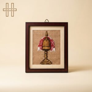 Assamese gamusa embroidery art Framed-Heritage Handmades -Wood-Premium Minimalist -Handcrafted