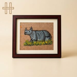 Framed One horned Rhino-Heritage Handmades -Decorative Wooden Framed-Premium Minimalist -Handcrafted
