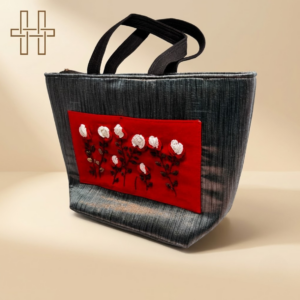 Handloom Cotton Handbag - 3D Cotton Flower - Timeless Woven Elegance - Artisan Heartmade - HandCrafted