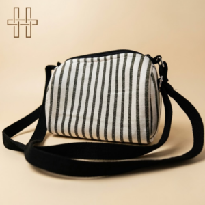 Handloom Cotton Handbag - Monochrome Tribal Pattern - Timeless Woven Elegance - Artisan Heartmade - HandCrafted