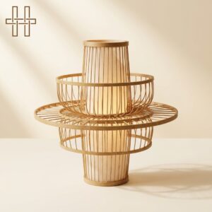 The Sovereign Ringed Lantern - Silhouette of Tradition - Timeless Fiber - IL093- Bamboo Lampshade