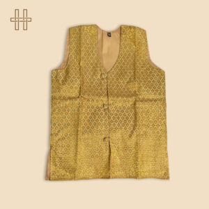 Waist Coat-Gold Floral Design-Button Down Closure-Cotton