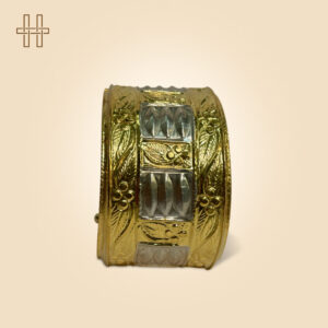 Gaam Kharu (Assamese Traditional Bracelet)-3 Xilikha (Myrobalan Knob) Design-12 CM-Gold Polished