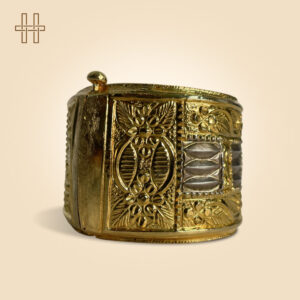 Gaam Kharu (Assamese Traditional Bracelet)-3 Xilikha (Myrobalan Knob) Design-11 CM-Gold Polished