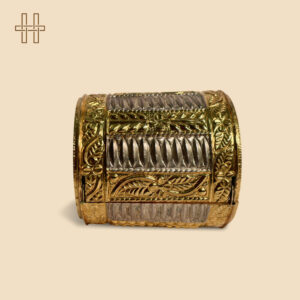 Gaam Kharu (Assamese Traditional Bracelet)-10 Xilikha Wide Band In Two Tone-Gold Polished-Gold Polished