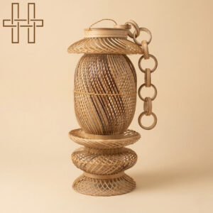 Hanging Long Lamp (Assamese Traditional Lamp)-Weave Orbit-Sustainable Bamboo-Natural Earthy Tone-Handcrafted