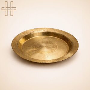 Pan Dhua Kahi (Assamese Traditional Dining Plate)-Handmade-Golden Finish-Bell Metal (Kansa)