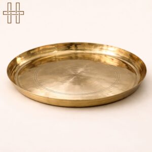 Kahor Thali- Bangali (Assamese Traditional Dining Plate)-Smooth Finish-Golden Finish-Bell Metal (Kansa)
