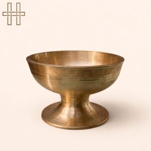 Ban Bati (Assamese Traditional Dining Bowl with Stand)-Handmade-Golden Finish-Bell Metal (Kansa)