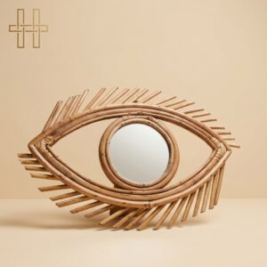 Wall Mirror-Eye Pattern Design-Cane-Handcrafted Artifact