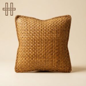 Cushion-Meteka (Water Hyacinth)-Brown Colour Finish-Handcrafted Artifact